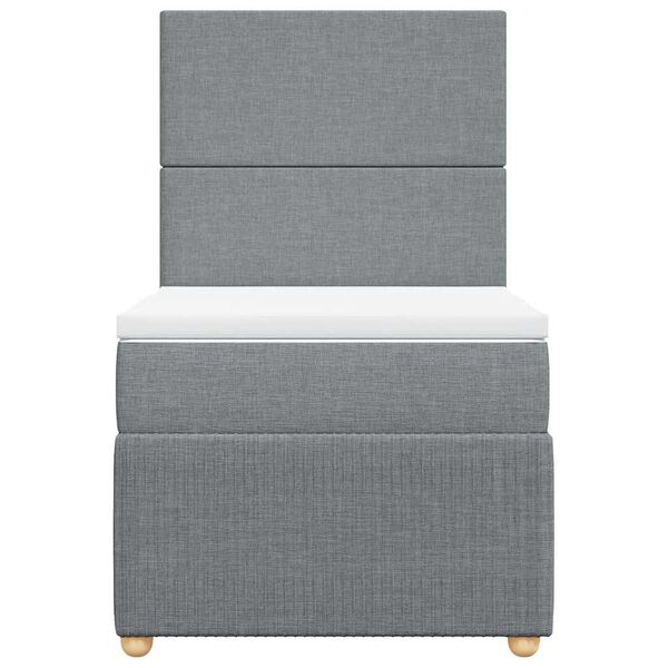 vidaXL Κρεβάτι Boxspring με Στρώμα Ανοιχτό Γκρι 90x200 εκ. Υφασμάτινο