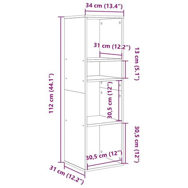 vidaXL Βιβλιοθήκη Παλαιό Ξύλο 34x31x112 εκ. Επεξεργ. Ξύλο