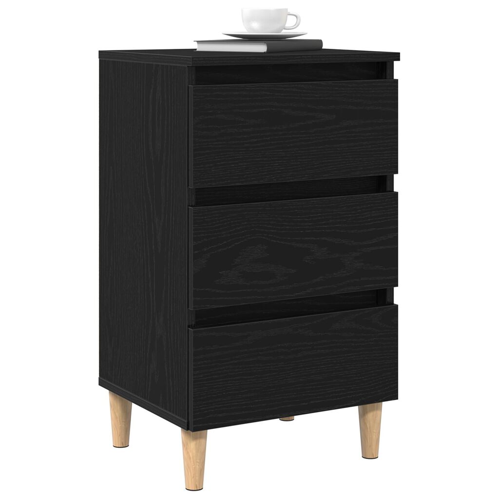 vidaXL Κομοδίνο με Ξύλινο Πόδι Μαύρη Δρυς 40x35x69 εκ
