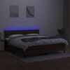 vidaXL Κρεβάτι Boxspring με Στρώμα & LED Σκ.Καφέ 180x200εκ. Υφασμάτινο