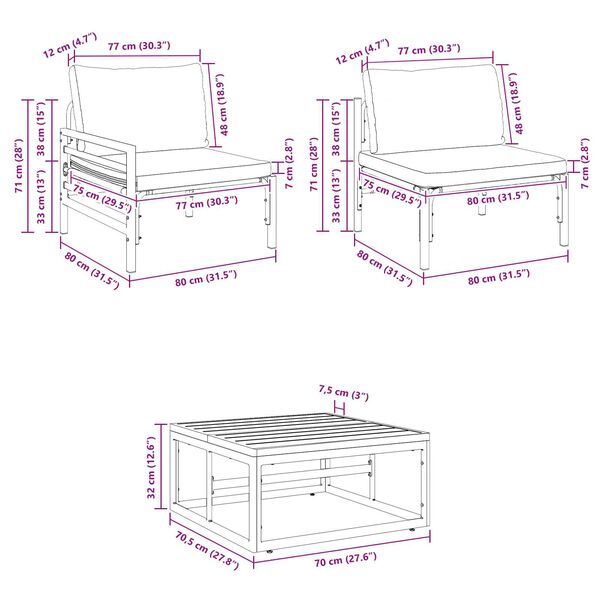 vidaXL Σετ Καναπέ Κήπου με μαξιλάρι με μαξιλάρι 8 pcs Ανθρακί 70 x 70.5 x 31.5 εκ