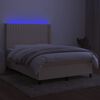 vidaXL &Kappa;&rho;&epsilon;&beta;ά&tau;&iota; Boxspring &mu;&epsilon; &Sigma;&tau;&rho;ώ&mu;&alpha; & LED &Kappa;&rho;&epsilon;&mu; 140x190 &epsilon;&kappa;. &Upsilon;&phi;&alpha;&sigma;&mu;ά&tau;&iota;&nu;&omicron;