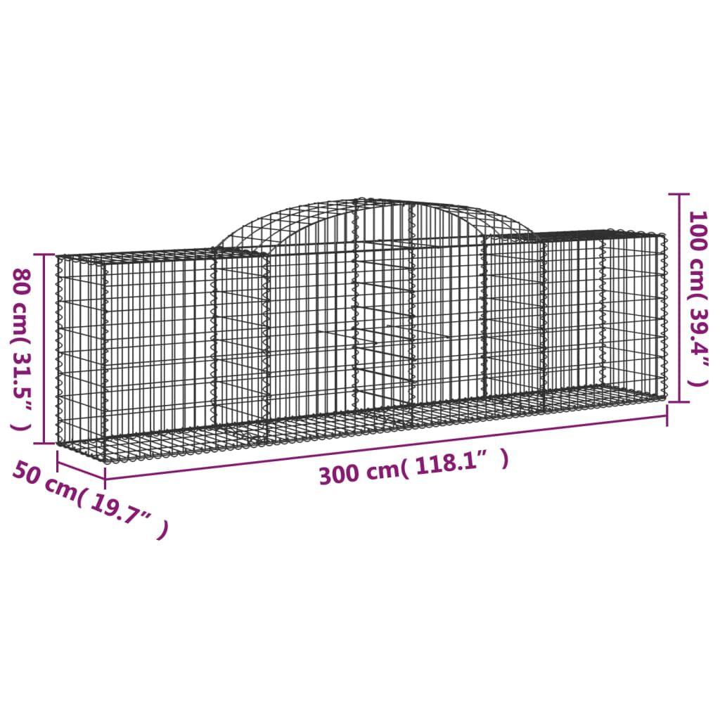 vidaXL Συρματοκιβώτια Τοξωτά 5 τεμ. 300x50x80/100 εκ. Γαλβαν. Ατσάλι