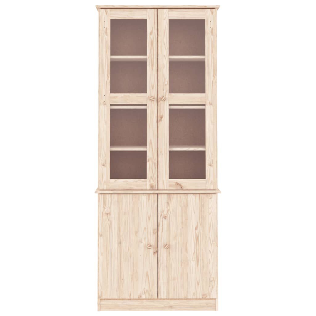 vidaXL Βιτρίνα Γυάλινη ALTA 77 x 35 x 186,5 εκ. από Μασίφ Ξύλο Πεύκου