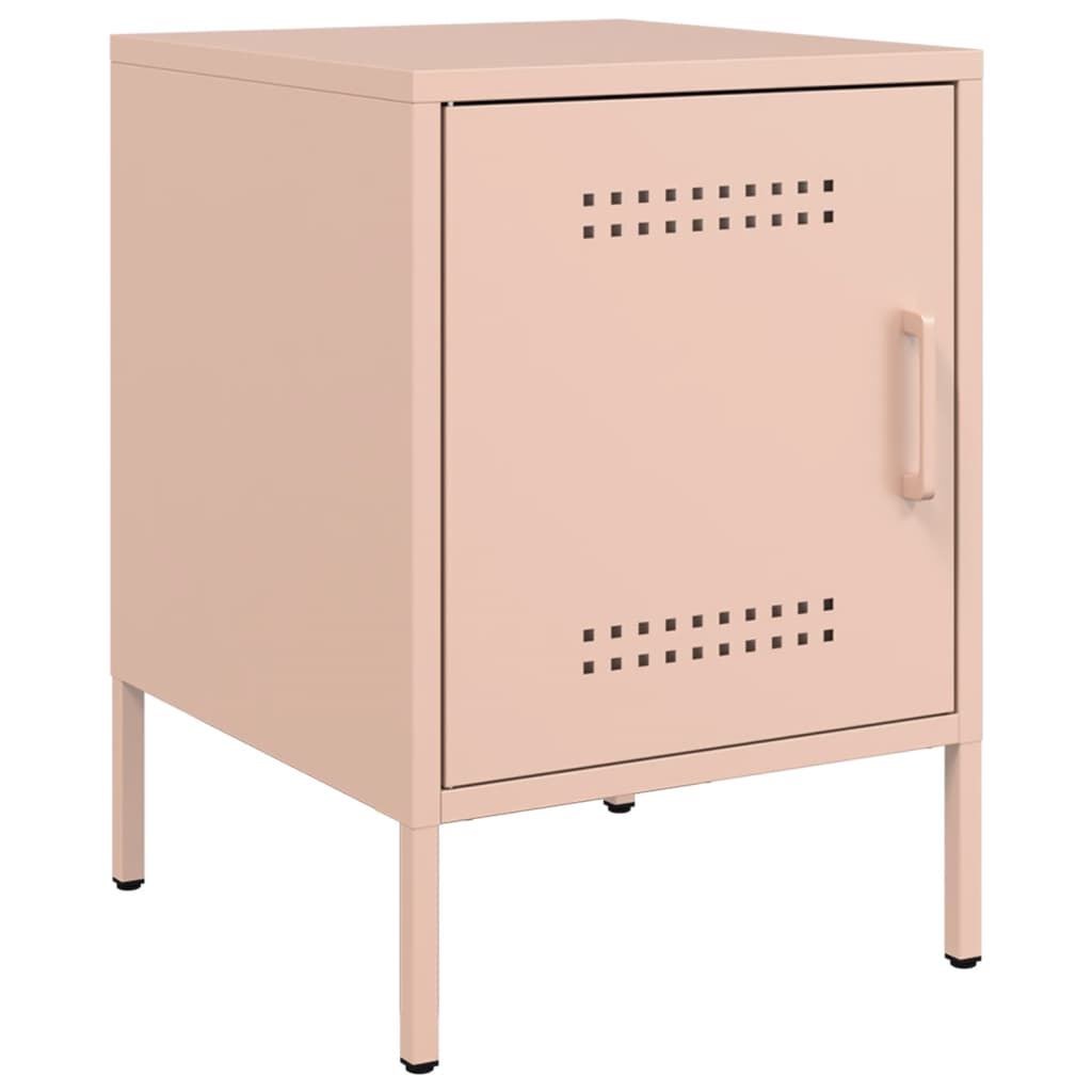 vidaXL Κομοδίνο Ροζ 36x39x50,5 εκ. από Χάλυβα