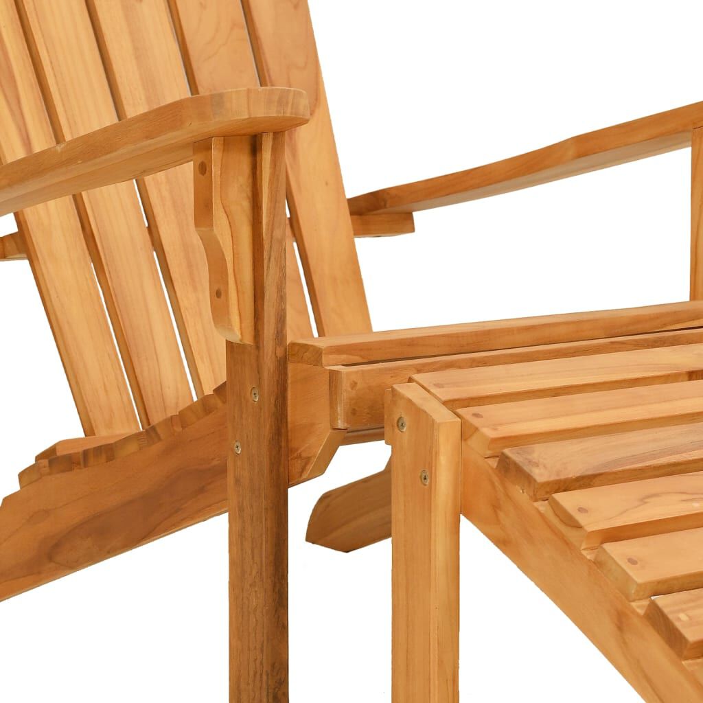 vidaXL Καρέκλα Κήπου Adirondack με Υποπόδιο Μασίφ Ξύλο Teak