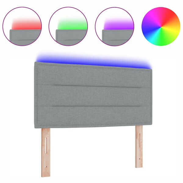 vidaXL LED κεφαλάρι με φώτα λωρίδας LED Ανοιχτό γκρι 80 cm ύφασμα