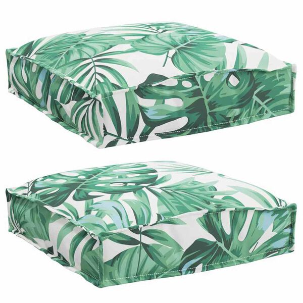 vidaXL Μαξιλάρι παλέτας για κάθισμα Floral 2 pcs Μοτίβο φύλλων