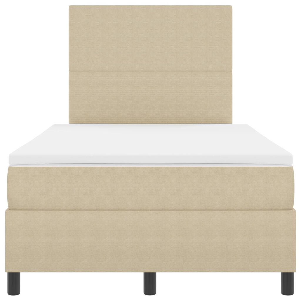 vidaXL Κρεβάτι Box Spring με Στρώμα Ανοιχτό Πράσινο Γκρι Μικρό Διπλό Ύφασμα Κοτλέ