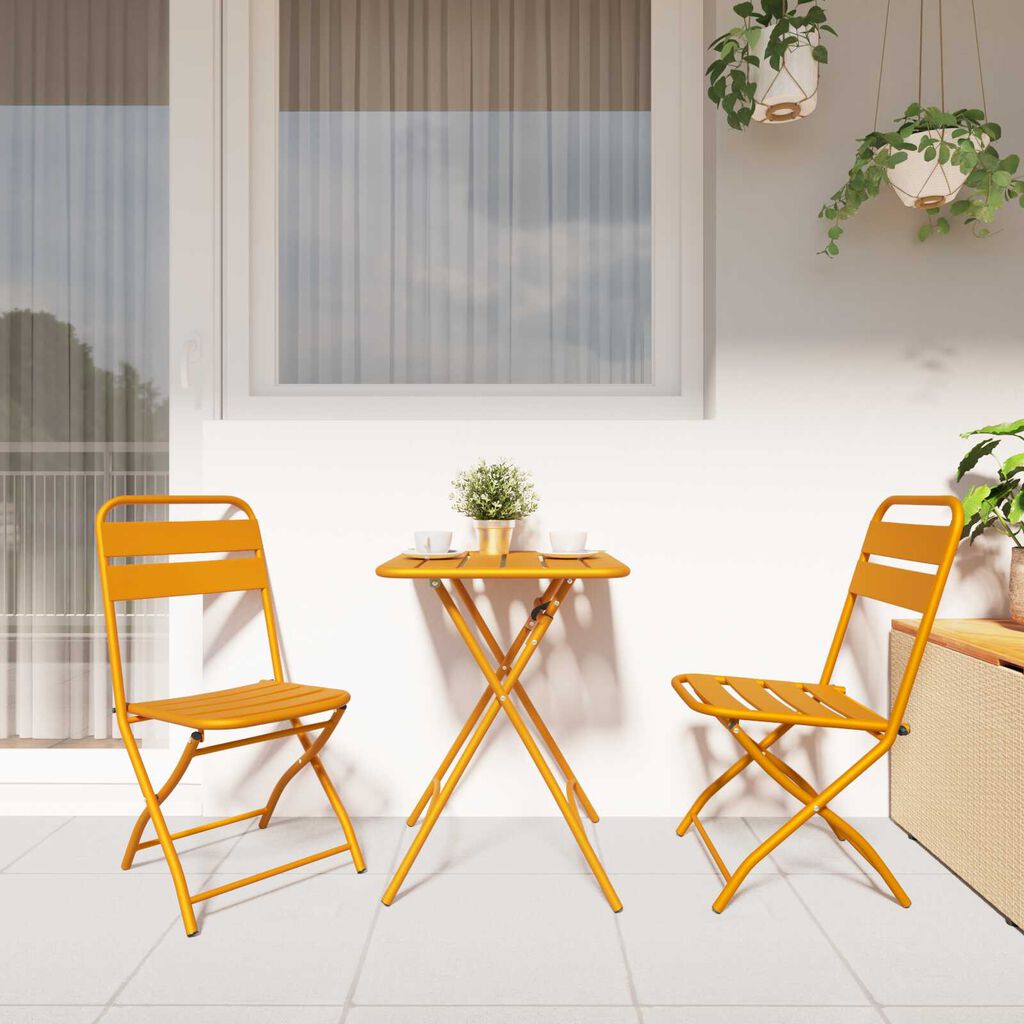 vidaXL Κρεβάτια κήπου 2 τεμ Μουσταρδί 42x52x82 εκ. Επαλειμμένο ατσάλι