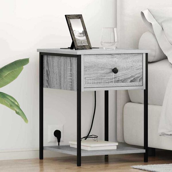 vidaXL Κομοδίνο Γκρι sonoma 42 x 41 x 56 εκ. Επεξεργασμένο ξύλο