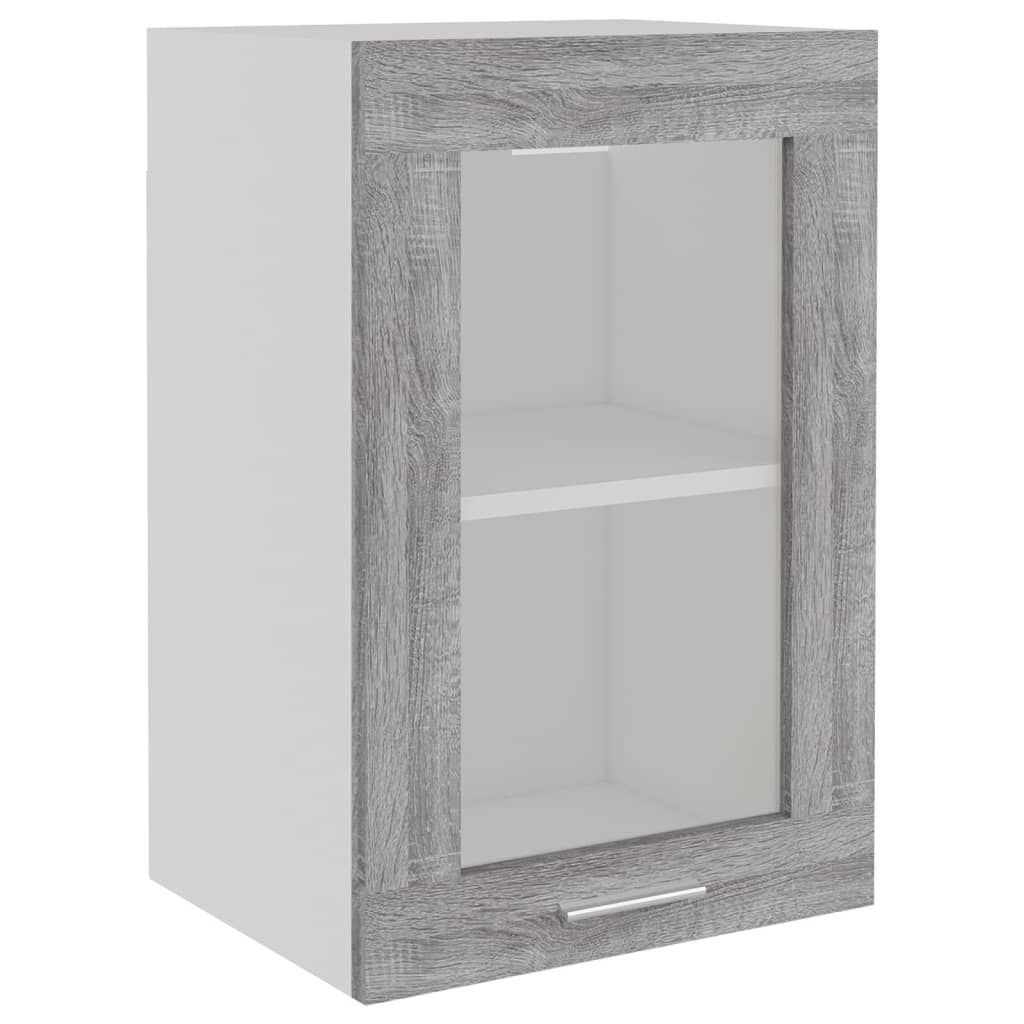 vidaXL Κρεμαστό Ντουλάπι Γυάλινο Lyon Γκρι Sonoma 40x31x60εκ.