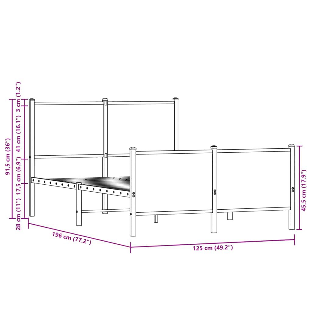 vidaXL Σκελετός Κρεβ. Χωρίς Στρώμα Sonoma Δρυς 120x190 εκ. Μεταλλικό