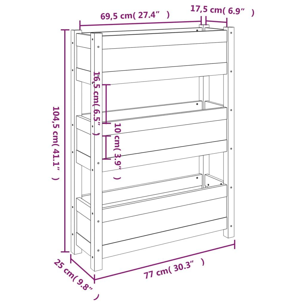 vidaXL Ζαρντινιέρα Λευκή 77x25x104,5 εκ. από Μασίφ Ξύλο Πεύκου