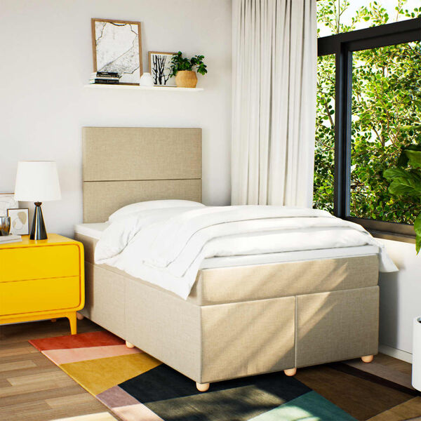 vidaXL &Kappa;&rho;&epsilon;&beta;ά&tau;&iota; Boxspring &mu;&epsilon; &Sigma;&tau;&rho;ώ&mu;&alpha; &Kappa;&rho;&epsilon;&mu; 120x200 &epsilon;&kappa;. &Upsilon;&phi;&alpha;&sigma;&mu;ά&tau;&iota;&nu;&omicron;