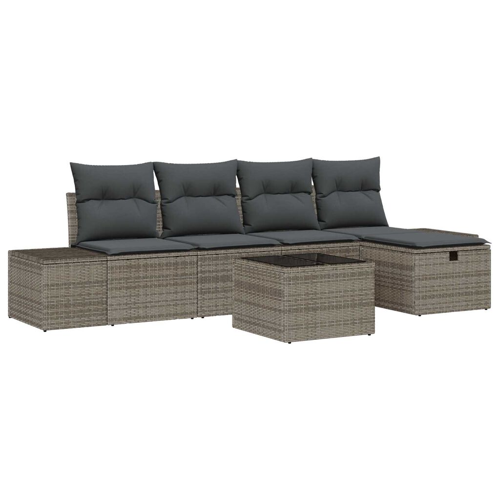 vidaXL Σετ Καναπέ Κήπου 6 pcs Γκρι 55 x 62 x 69 εκ Πολυ ράταν