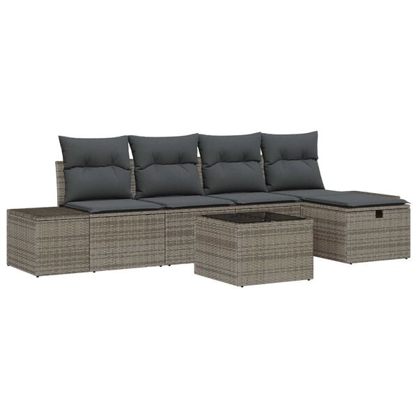 vidaXL Σετ Καναπέ Κήπου 6 pcs Γκρι 55 x 62 x 69 εκ Πολυ ράταν