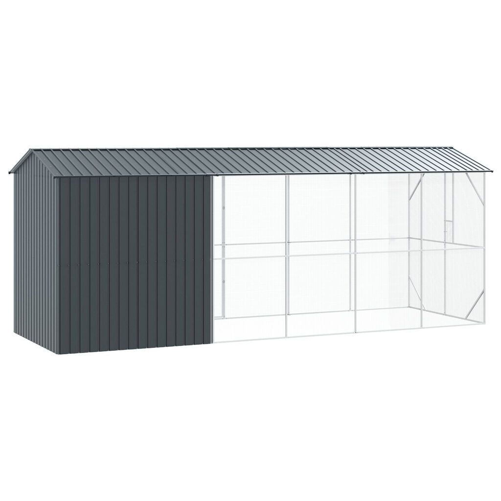 vidaXL Φυτώριο πουλιών με επέκταση Ανθρακί 210x640x247 εκ. Χάλυβας