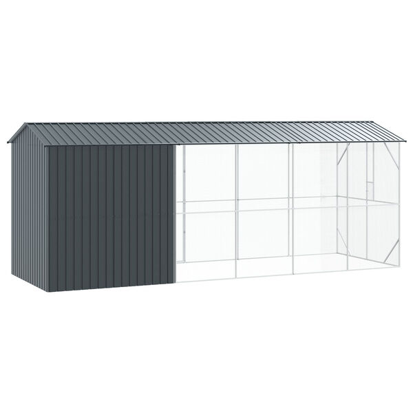vidaXL Φυτώριο πουλιών με επέκταση Ανθρακί 210x640x247 εκ. Χάλυβας