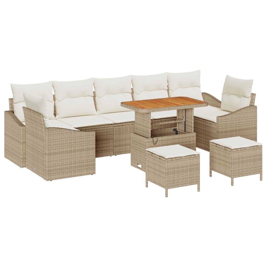 vidaXL Σετ Καναπέ Κήπου 10 pcs Μπεζ και Κρέμα 90 x 55 x 71 cm