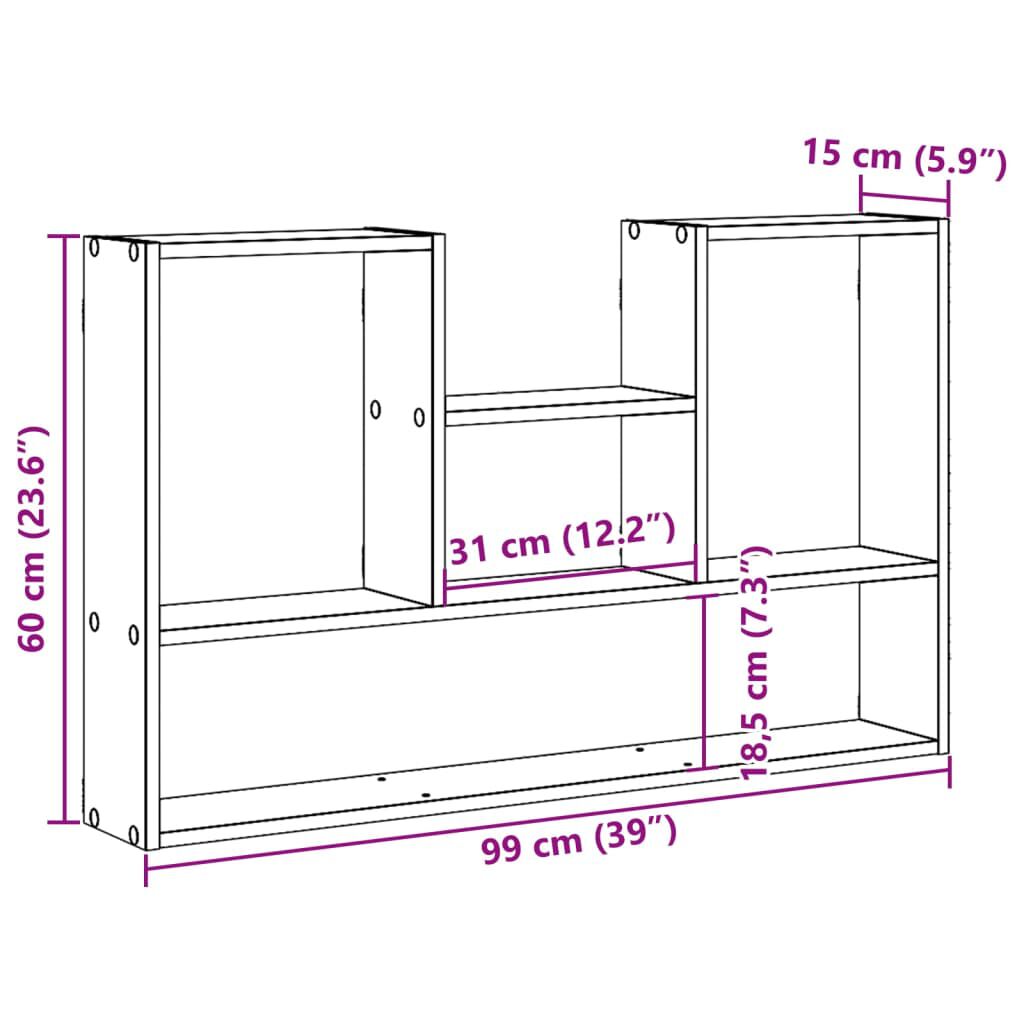 vidaXL Ραφιέρα Τοίχου Γκρι Sonoma 99x15x60 εκ. Επεξεργασμένο Ξύλο