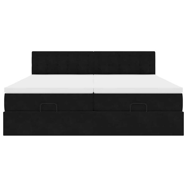 vidaXL Οθωμανικό κρεβάτι με στρώματα & LEDs Μαύρο 160x200cm Velvet
