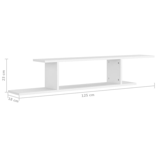 vidaXL Ράφι Τηλεόρασης Επιτοίχιο Λευκό 125x18x23 εκ. από Επεξ. Ξύλο
