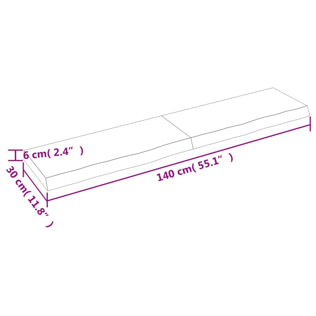 vidaXL Ράφι Τοίχου Σκούρο Καφέ 140x30x(2-6) εκ. Επεξ. Μασίφ Ξύλο Δρυός