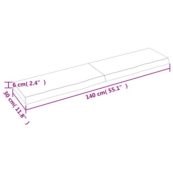 vidaXL Ράφι Τοίχου Σκούρο Καφέ 140x30x(2-6) εκ. Επεξ. Μασίφ Ξύλο Δρυός