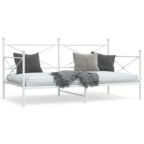 vidaXL Κρεβάτι ημέρας χωρίς στρώμα Λευκό 107x203 cm Ατσάλι