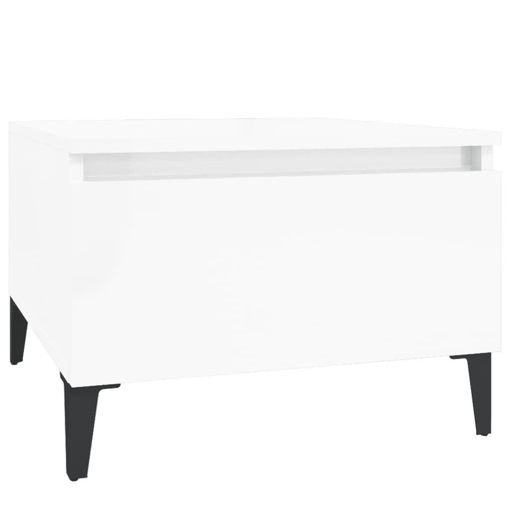 vidaXL Τραπέζι Βοηθητικό Γυαλιστ.Λευκό 50x46x35 εκ. Επεξεργασμένο Ξύλο