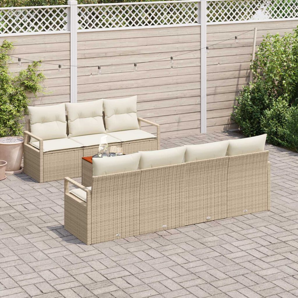 vidaXL Σετ Καναπέ Κήπου 8 pcs Μπεζ και λευκό