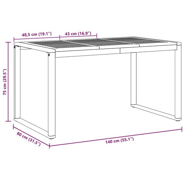 vidaXL Σέτ φαγητού για κήπο 7 pcs Γκρι και καφέ Μασίφ ξύλο ακακίας