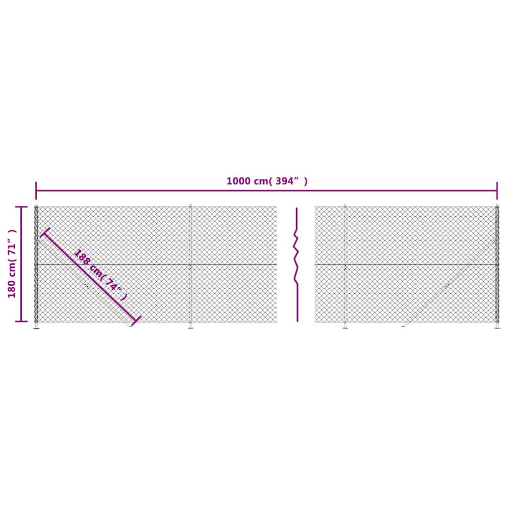 vidaXL Συρματόπλεγμα Περίφραξης Ανθρακί 1,8 x 10 μ. με Βάσεις Φλάντζα