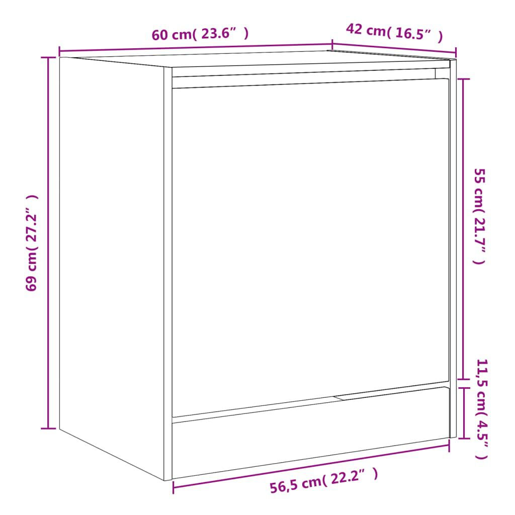 vidaXL Παπουτσοθήκη Sonoma Δρυς 60x42x69 εκ. από Επεξεργασμένο Ξύλο