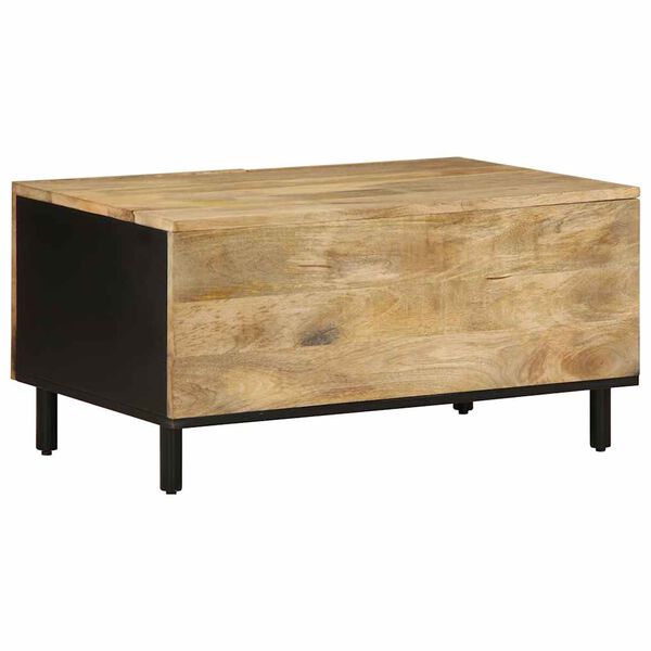 vidaXL Τραπεζάκι Σαλονιού Μαύρο 80x50x40 cm Μασίφ τραχύ ξύλο Μάνγκο