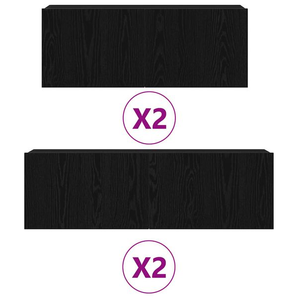 vidaXL Σετ επίπλου τηλεόρασης 4 pcs Μαύρη δρυς 100 x 30 x 30 cm