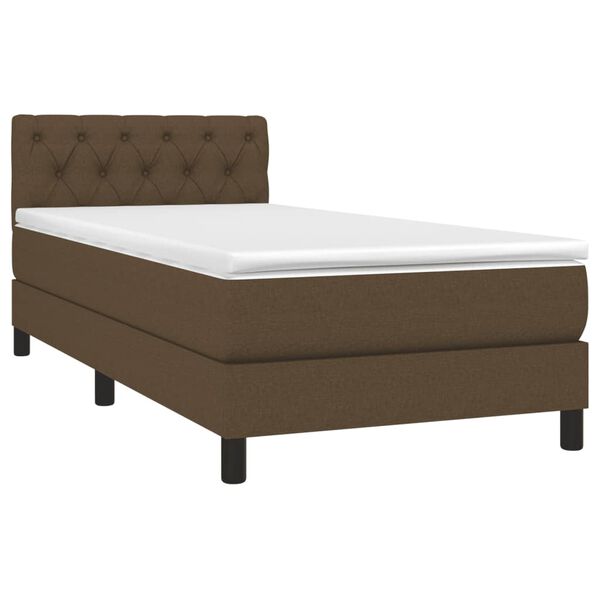 vidaXL Κρεβάτι Boxspring με Στρώμα & LED Σκ.Καφέ 80x200 εκ. Υφασμάτινο
