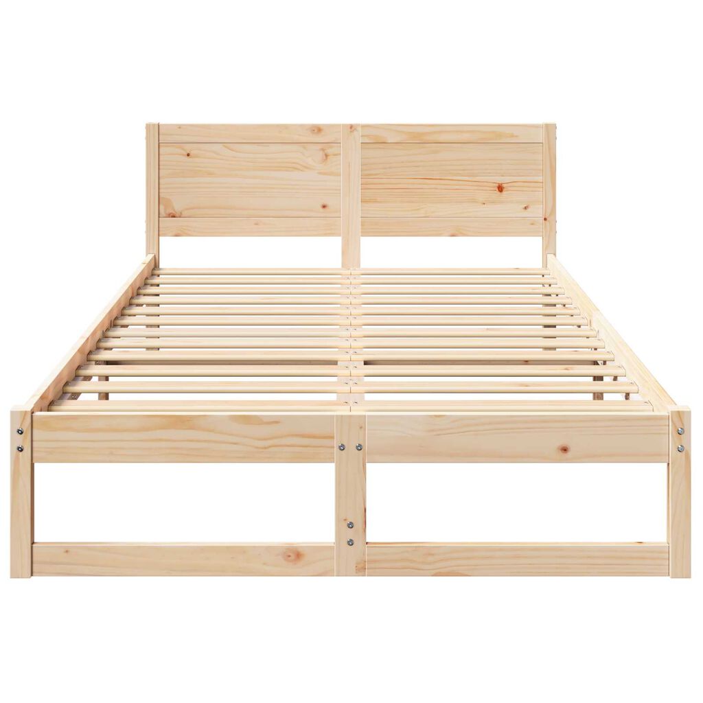 vidaXL Σκελετός Κρεβατιού Καφέ 140 x 190 cm Μασίφ ξύλο πεύκου