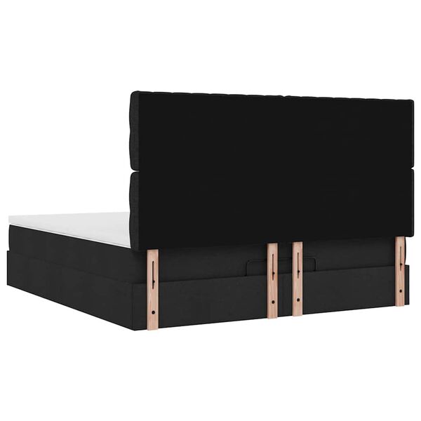 vidaXL Οθωμανικό κρεβάτι με στρώμα Μαύρο 160x200cm Ύφασμα