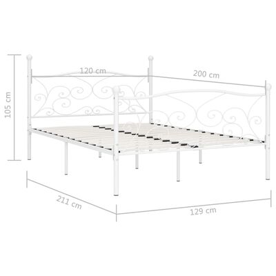 vidaXL Πλαίσιο Κρεβατιού με Τελάρο Λευκό 120 x 200 εκ. Μεταλλικό