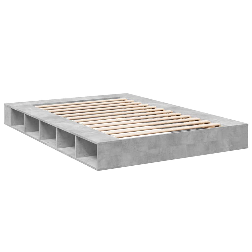 vidaXL Πλαίσιο Κρεβατιού Γκρι Σκυροδέματος 150x200 εκ. Επεξεργ. Ξύλο