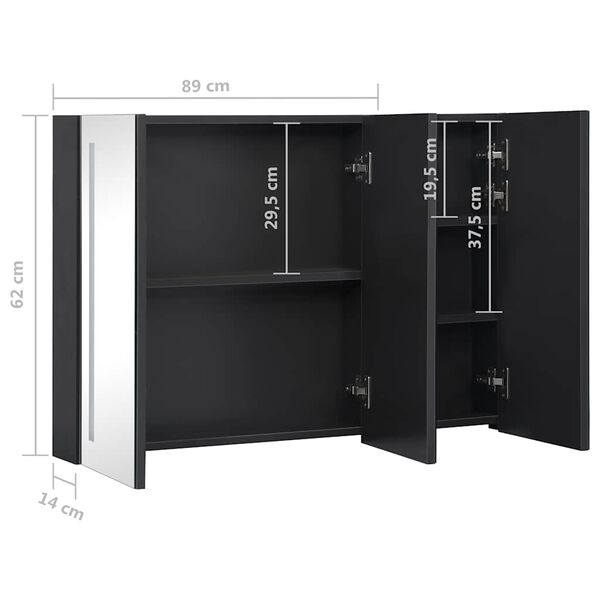 vidaXL Καθρέφτης Μπάνιου με Ντουλάπι & LED 89 x 14 x 62 εκ.