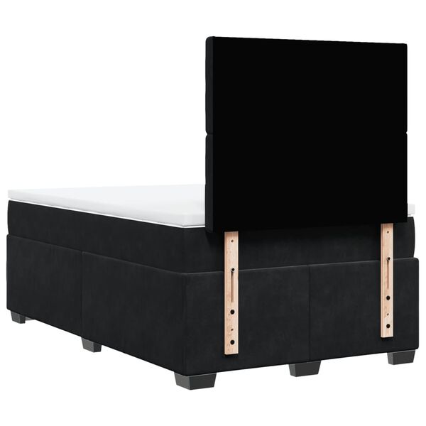vidaXL Κρεβάτι Boxspring με Στρώμα Μαύρο 120 x 200 εκ. Βελούδινο