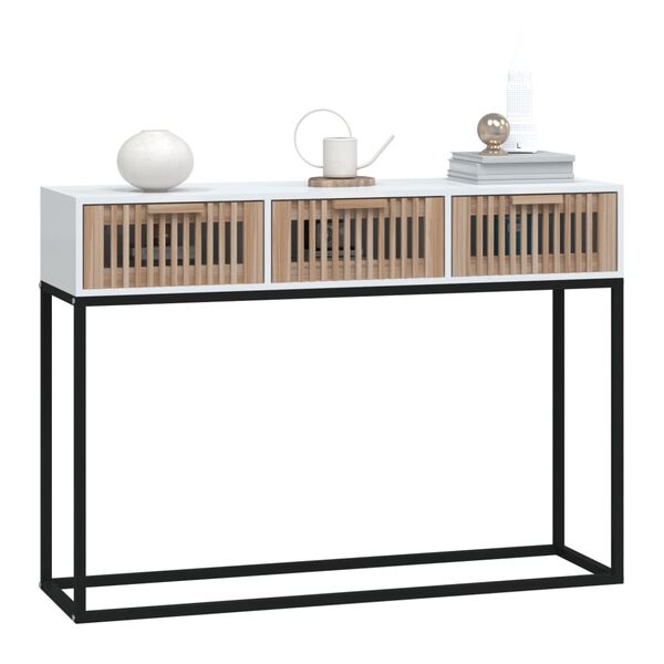 vidaXL Τραπέζι Κονσόλα Λευκό 105x30x75 εκ. Επεξεργασμένο Ξύλο / Σίδερο
