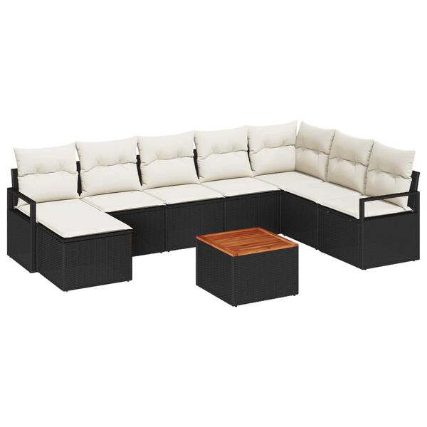 vidaXL Σετ Καναπέ Κήπου 9 pcs Μαύρος, λευκός