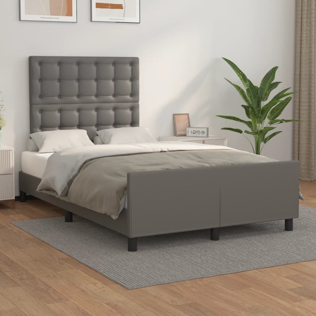 vidaXL Πλαίσιο Κρεβατιού με Κεφαλάρι Γκρι 120x200 εκ. Συνθετικό Δέρμα
