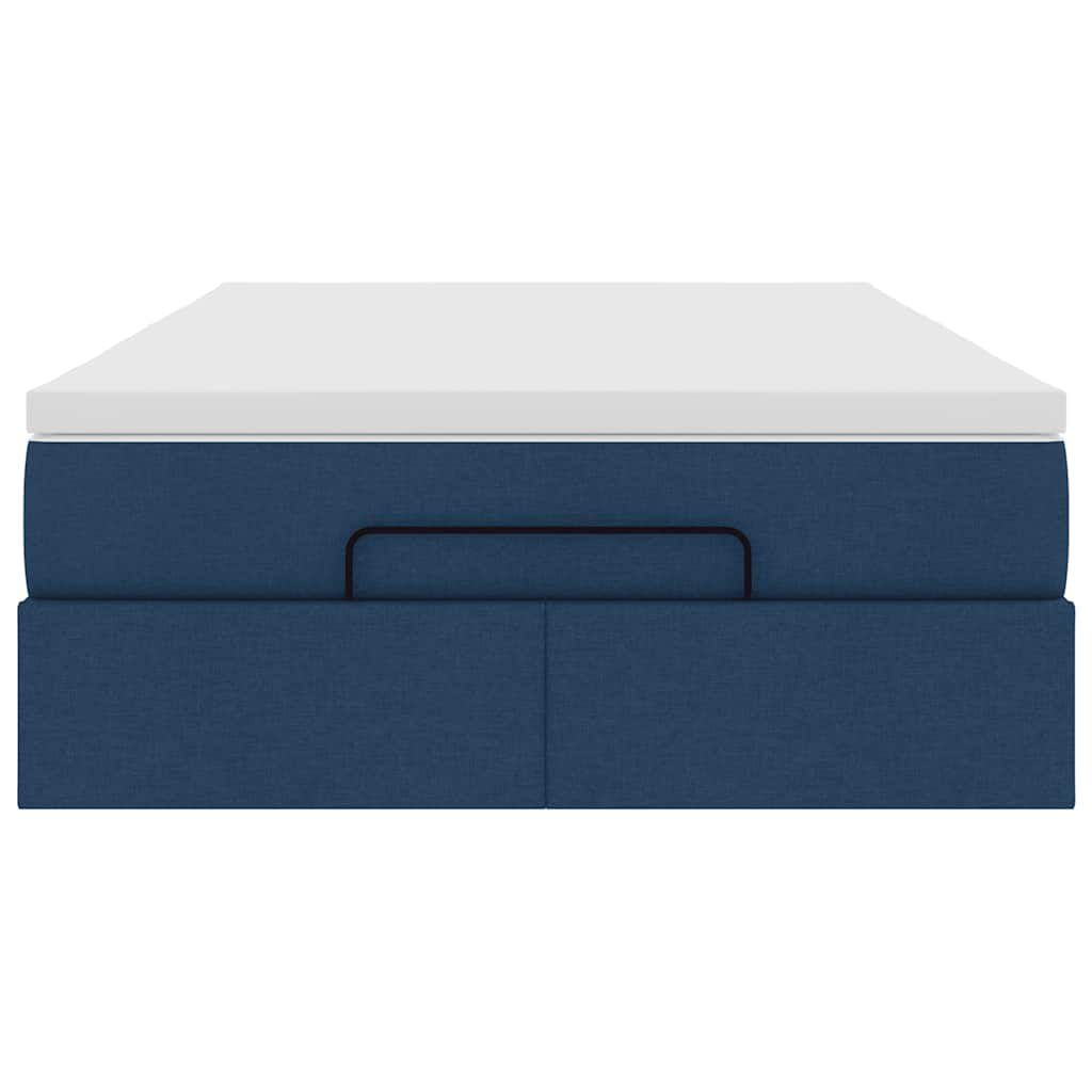 vidaXL Οθωμανικό κρεβάτι με στρώμα μπλε 120x190 cm ύφασμα