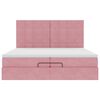 vidaXL Οθωμανικό κρεβάτι με στρώματα ροζ 200x200cm Velvet