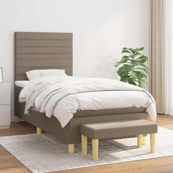 vidaXL &Kappa;&rho;&epsilon;&beta;ά&tau;&iota; Boxspring &mu;&epsilon; &Sigma;&tau;&rho;ώ&mu;&alpha; Taupe 90x190 &epsilon;&kappa;.&Upsilon;&phi;&alpha;&sigma;&mu;ά&tau;&iota;&nu;&omicron;